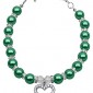 Mirage Pet Products 8 to 10-Inch Heart and Pearl Necklace, Medium, Emerald Green
