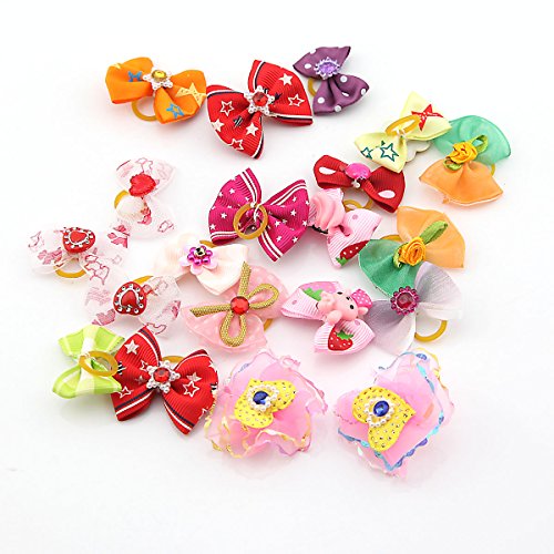 20pcs Pet Animal Dog Hair Bows Accessories with Rubber Bands | The ...