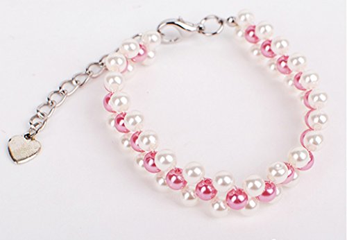 Generic Noble Three Row Pearl Necklace White and Pink For Dog Cat Pet ...