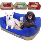Blueberry Pet Microsuede Pet Bed, Recyclable & Removable Stuffing w/YKK Zippers, Machine Washable, Heavy Duty Overstuffed Beds for Cats & Dogs, 34″ x 24″ x 12″, Blue and Beige Color-block